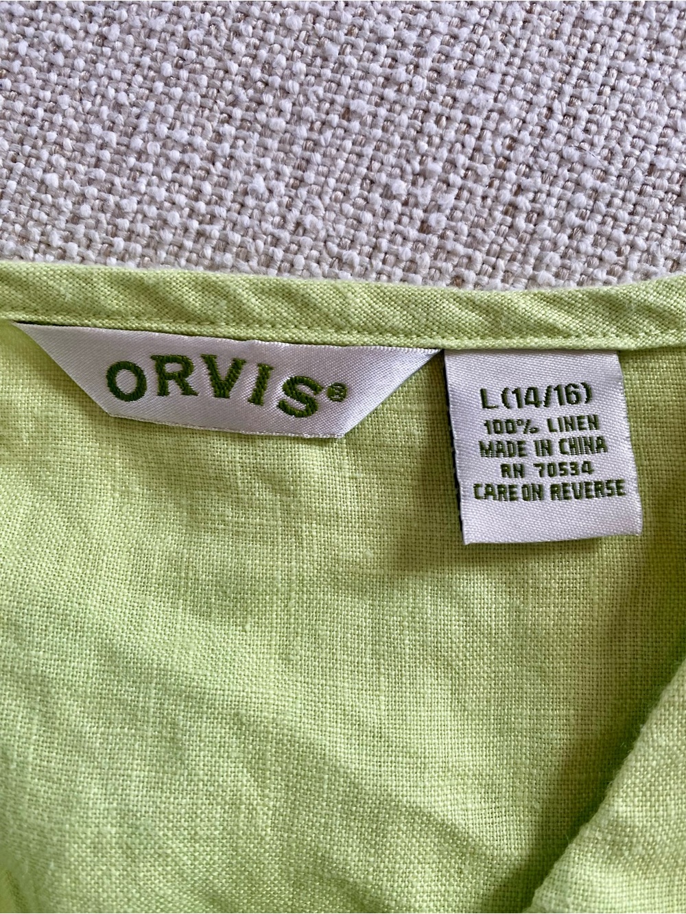 ORVIS 100% Linen Top L 14/16 | Lime Green Coastal Grandma | Resort Chic - Picture 5 of 7